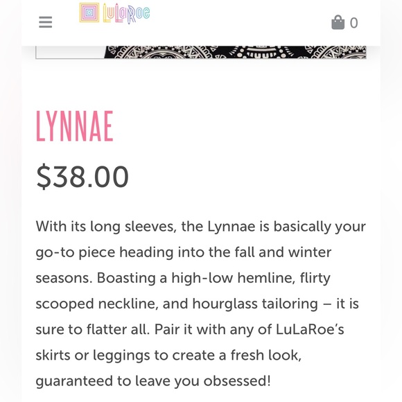 NWOT LuLaRoe ‘LYNNAE’ XL Black & White Mandala Top - Picture 8 of 8